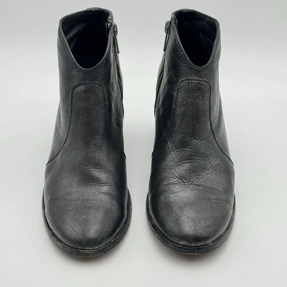 FRYE Womens 7.5 Metallic Black Leather Nora Ankle Boots Cowgirl Giddy Up Booties